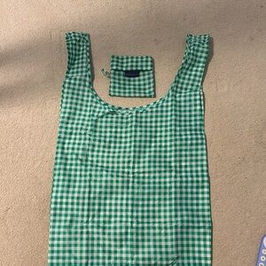 Green Gingham Baggu reusable bag